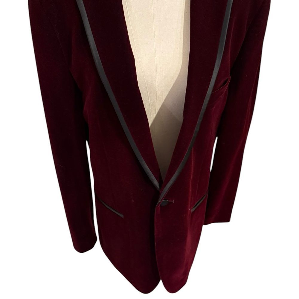 Alan Flusser Burgundy and Black trim Blazer EUC Men’s size 40 Regular Beautiful